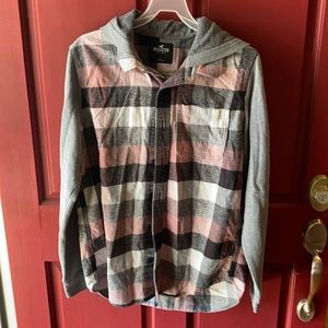 Hollister Flannel hoodie Large
